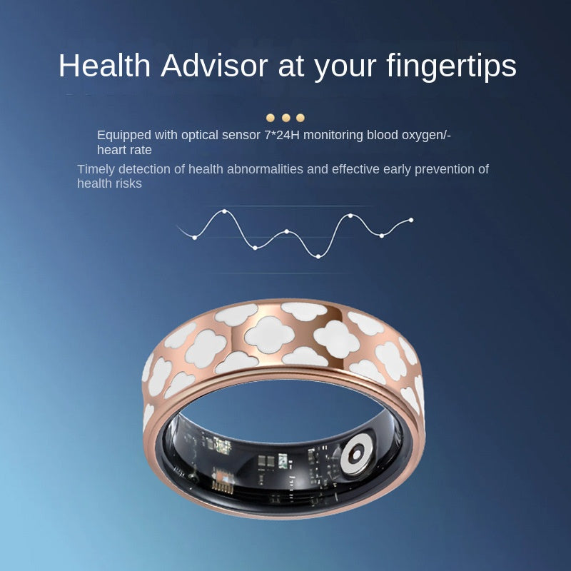Health Smart Titanium Steel Ring Waterproof Blood Pressure Oxygen Sleep Movement Tracking Multi-Function Ring High-Tech Pair Ring
