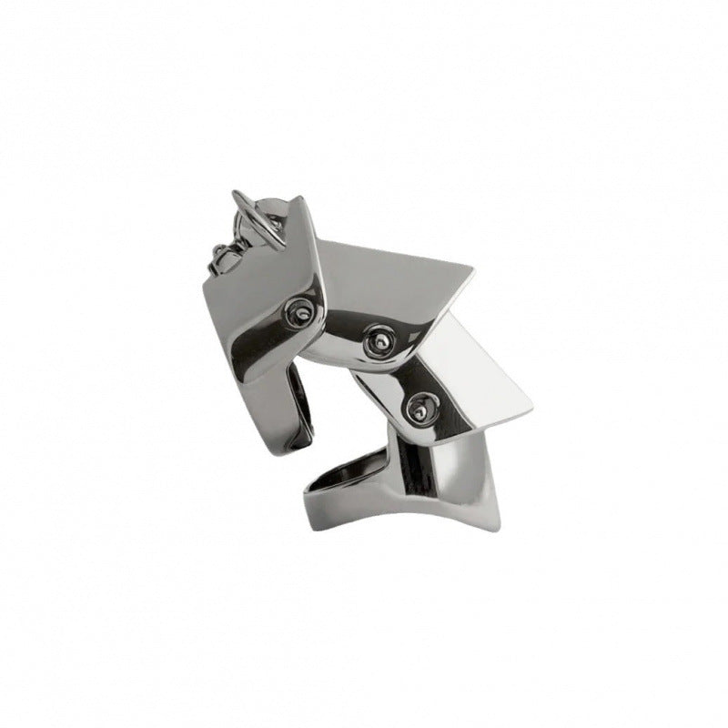 Vivienne inspired four piece armor ring punk style joint ring gray