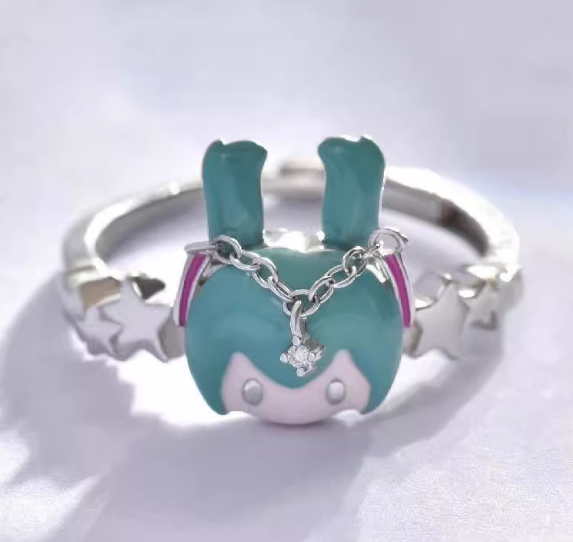 Ins New Style Ring Hatsune Miku Anime Mobius Single Loop Finger Ring 925 Silver Jewelry