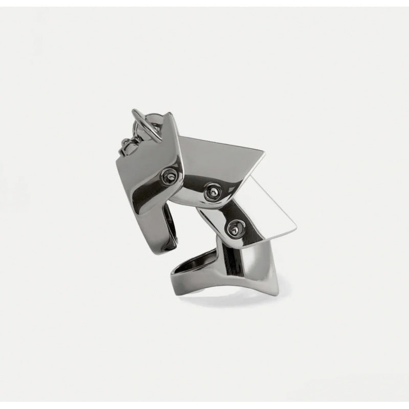 Vivienne inspired four piece armor ring punk style joint ring gray